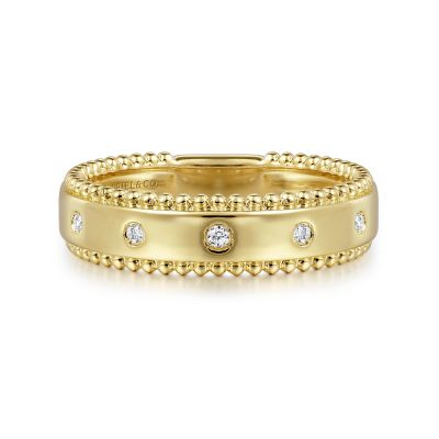 14K Yellow Gold Bujukan Diamond Bezel Wide Ladies Ring