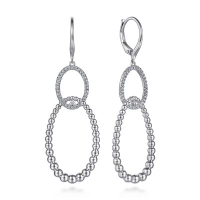 Sterling Silver White Sapphire Bujukan Drop Earrings
