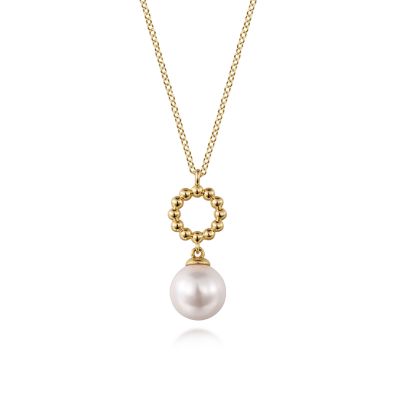 14K Yellow Gold Pearl Bujukan Drop Necklace