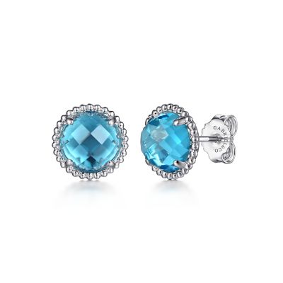 Sterling Silver Bujukan Blue Topaz Stud Earrings