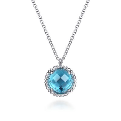 Sterling Silver Bujukan Swiss Blue Topaz Pendant Necklace