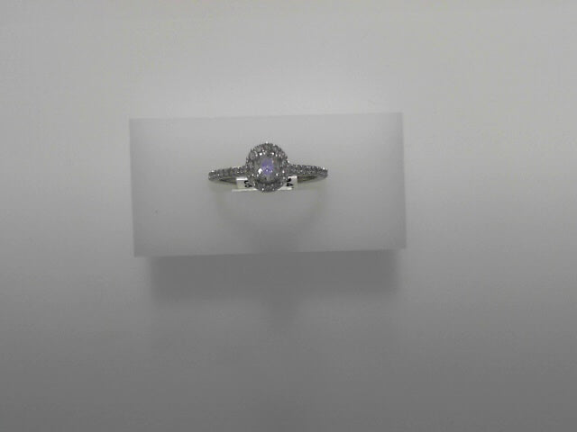 14K White Gold 0.50ctw Diamond Oval Cut Engagement Ring