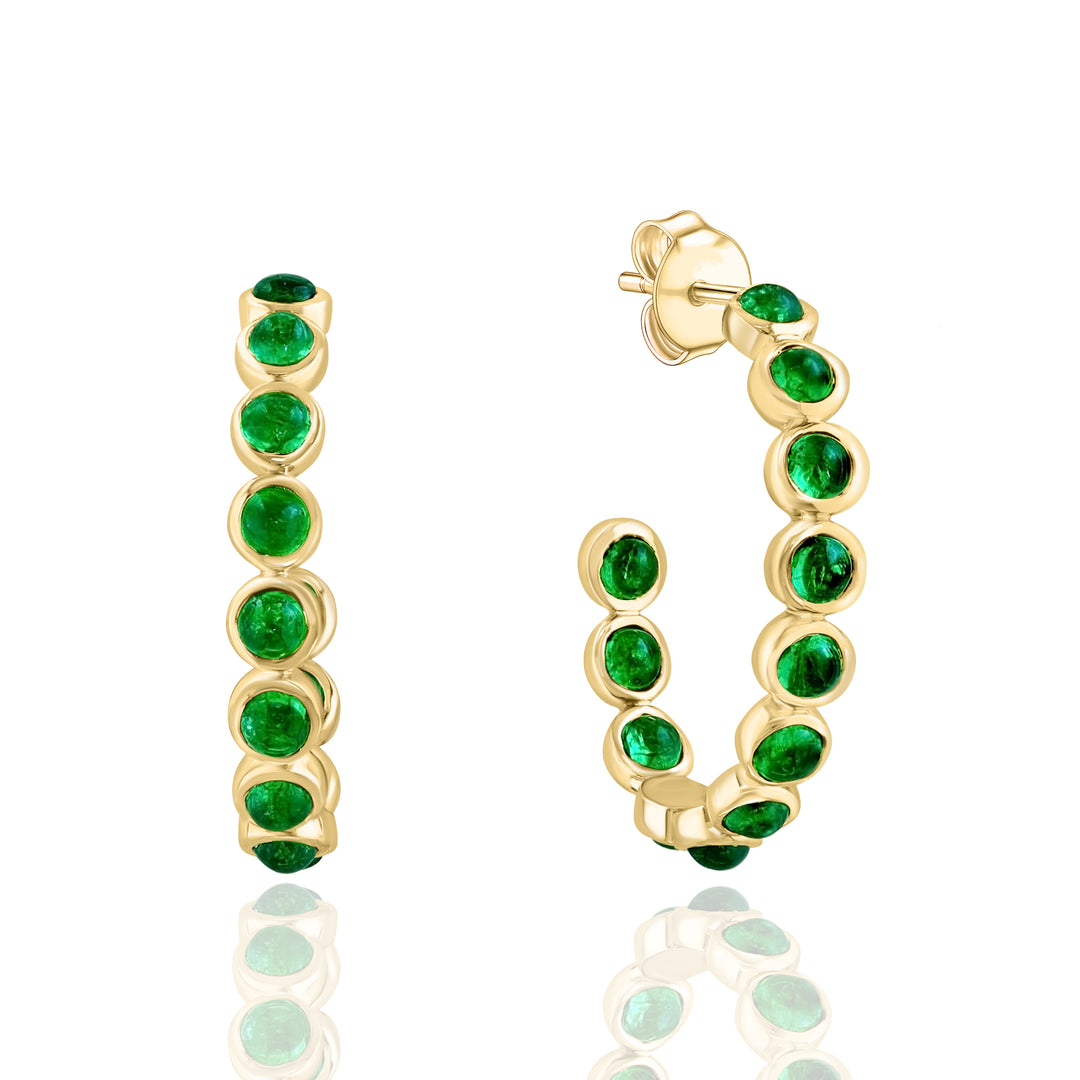 18K Yellow Gold Emerald Inside-Out Hoops