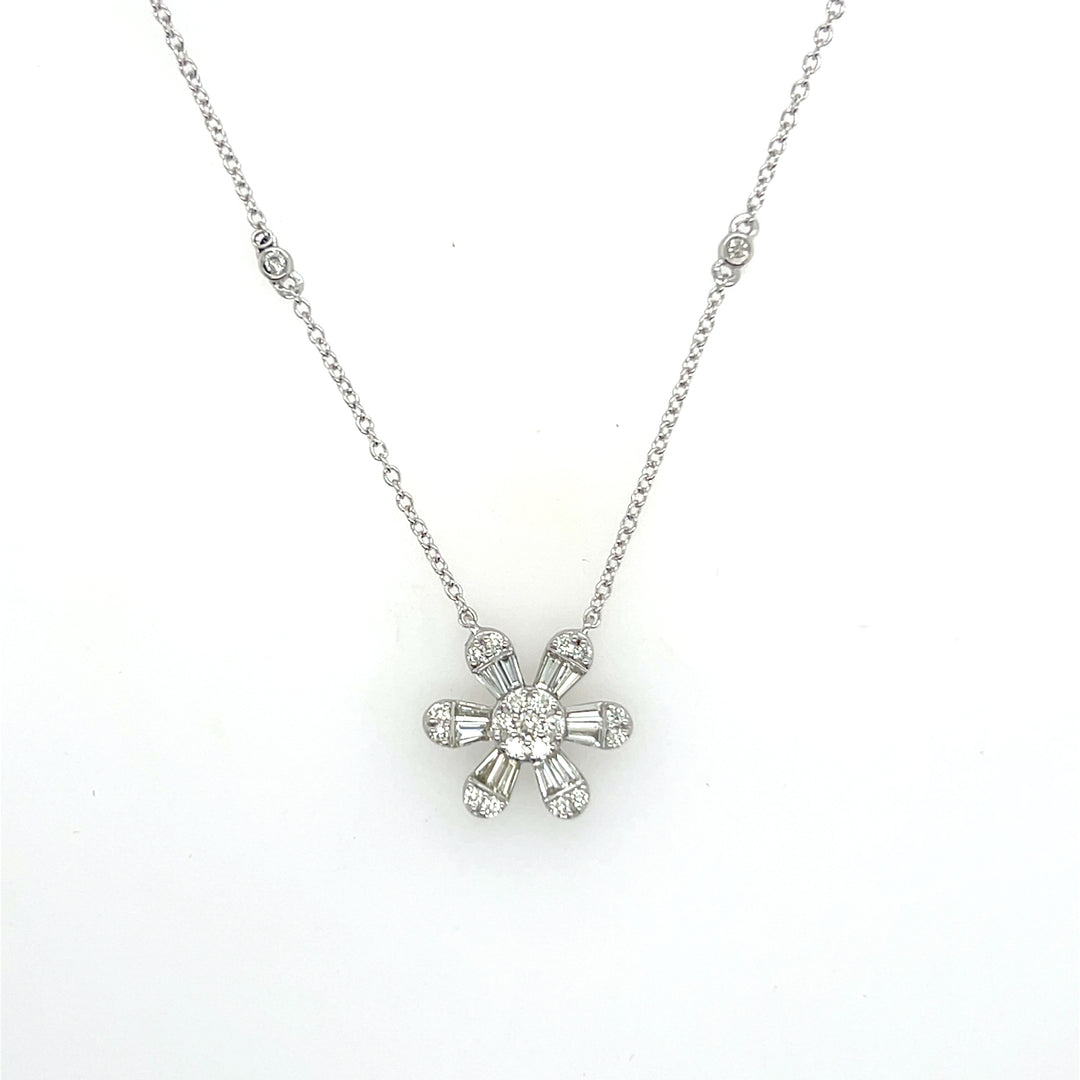 Platinum Diamond Flower Necklace