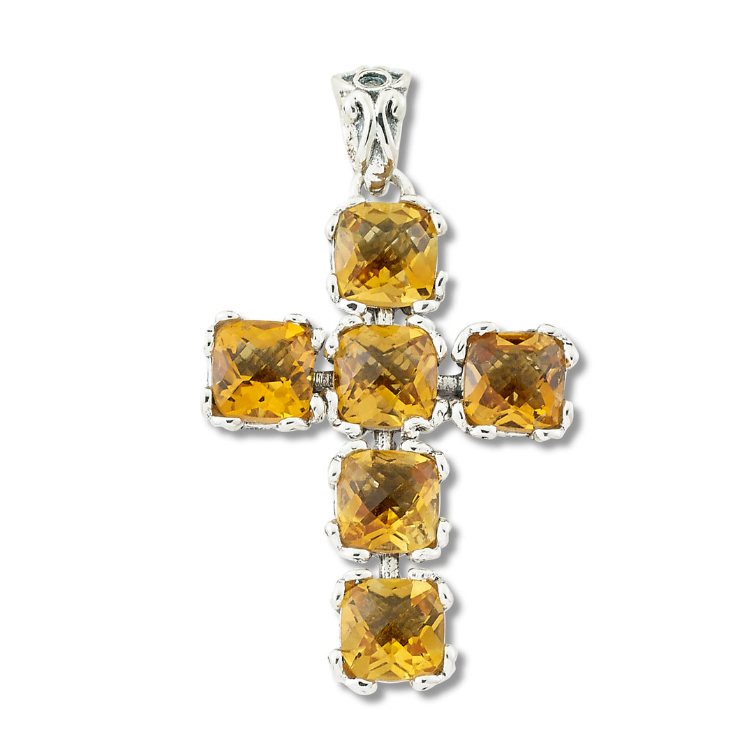 Sterling Silver Citrine Cross Pendant