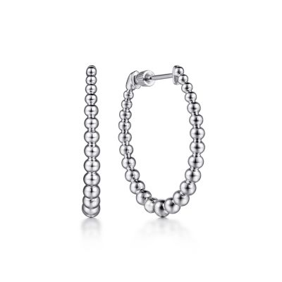 Sterling Silver Bujukan Graduated Classic Hoop Earrings
