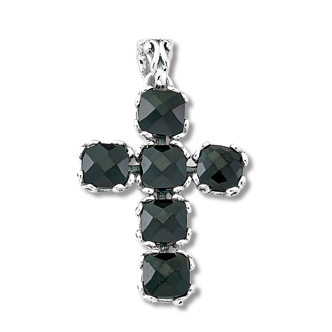 Sterling Silver Black Spinnel Cross Pendant