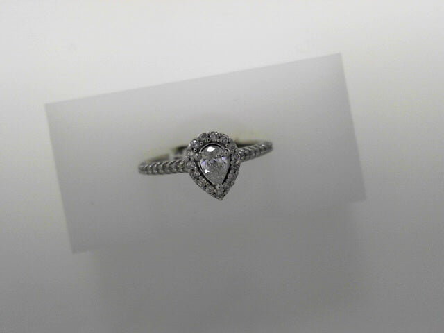 14K White Gold 0.50ctw Diamond Pear Cut Engagement Ring