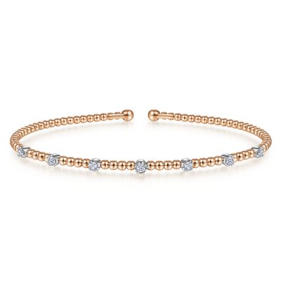 14K White and Rose Gold 0.20ctw Diamond Bangle Bracelet