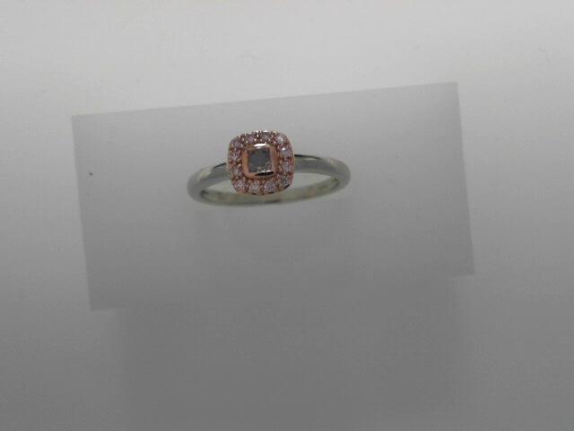 14K White and Rose Gold 0.14ct Natural Gray and Pink Diamond Ring