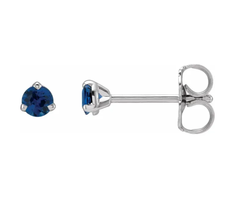 14K White Gold Sapphire Studs