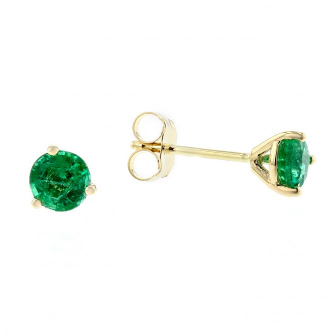 14K Yellow Gold Emerald Studs