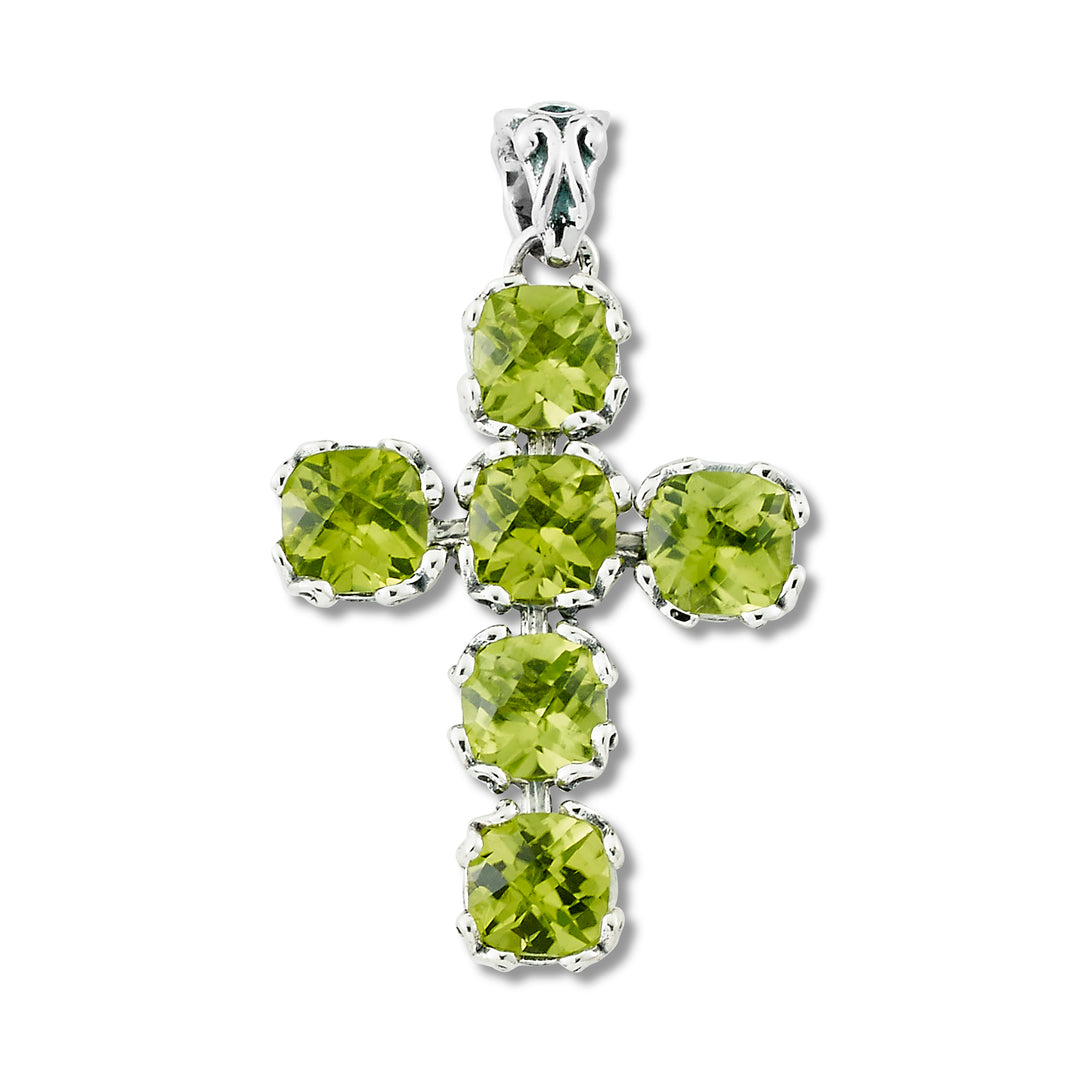 Sterling Silver Peridot Cross Pendant