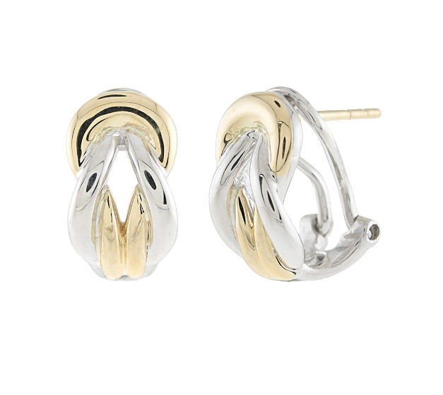 Sterling Silver and 14K Yellow Gold Interwoven Lever Back Earrings