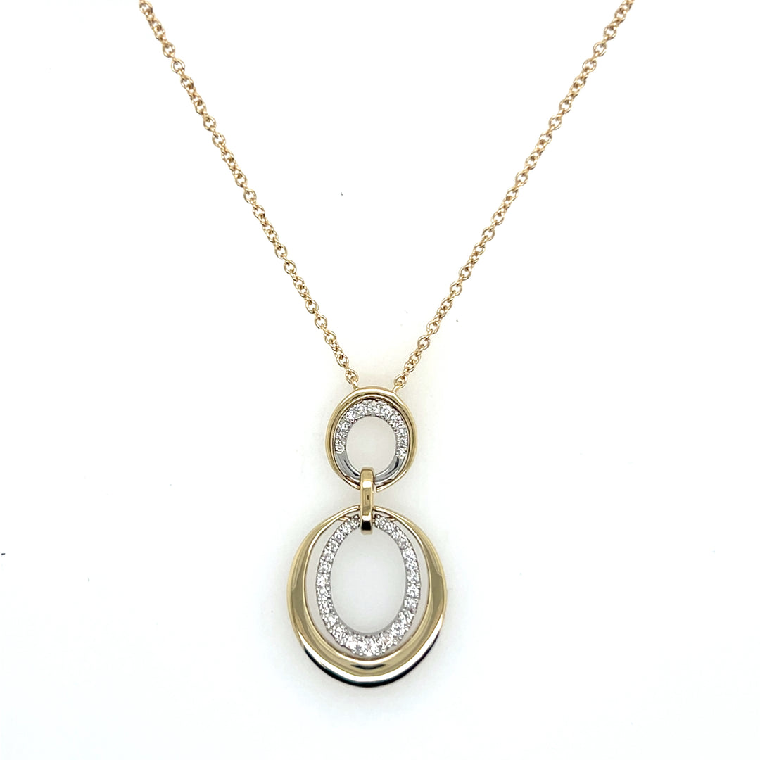 14K Yellow Gold and Platinum Diamond Necklace